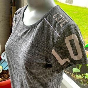 Reflex Womens Gray Short Sleeve Graphic Love T-Shirt